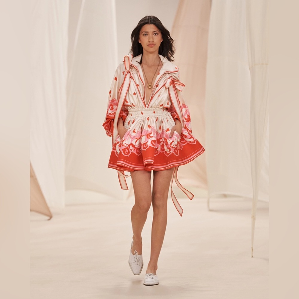 ZIMMERMANN
High Tide hooded cape-effect printed silk-twill mini dress